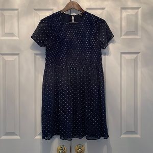 Madewell Navy blue with white polka dot smocked dress size XS
